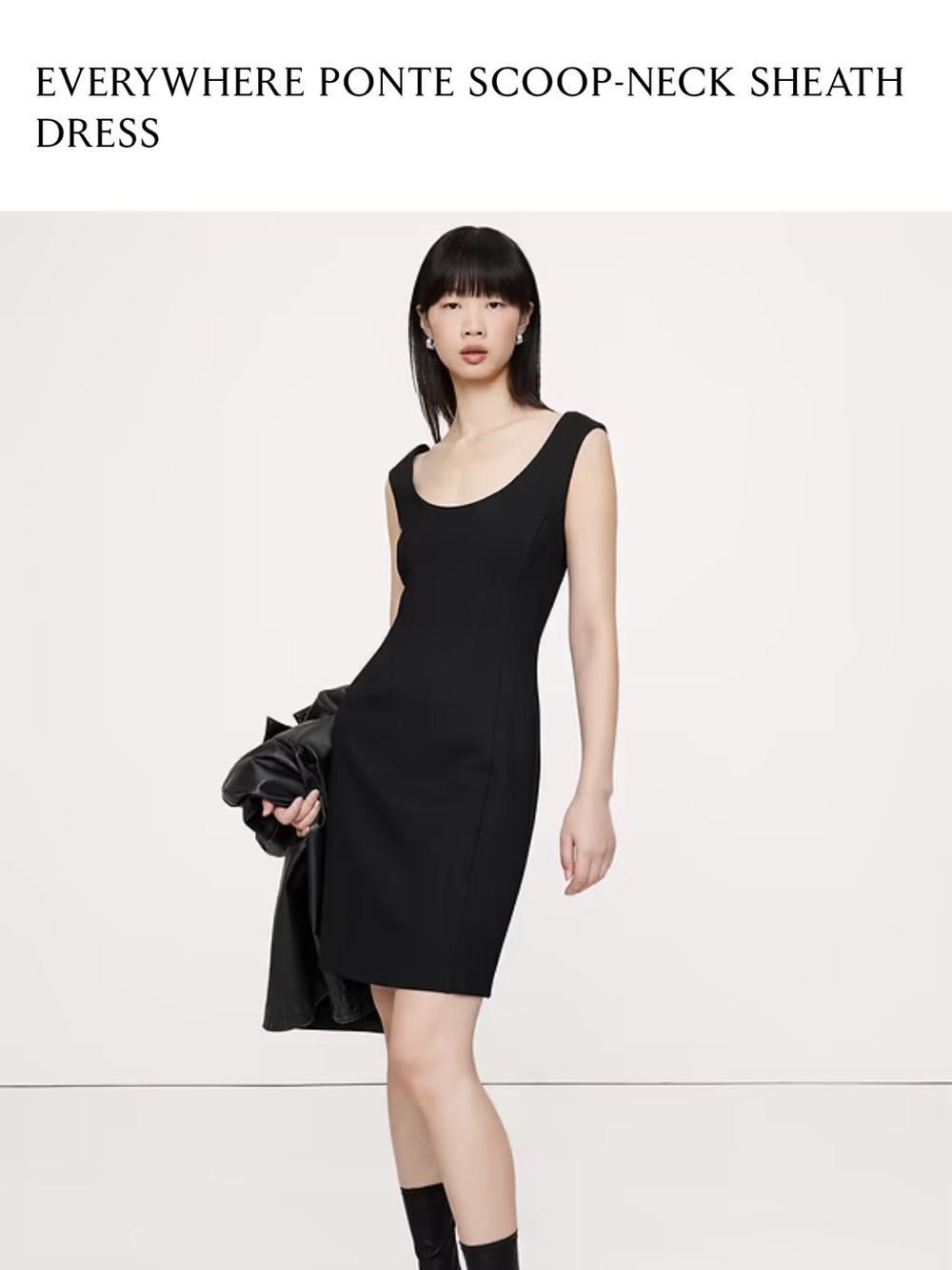 Banana Republic Black Scoop-Neck Ponte Sheath Mini Dress